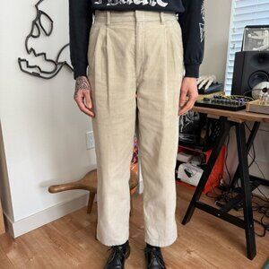 Vintage 90s Cream Khaki Corduroy High Waisted Trousers TFW ~ 28 X 29